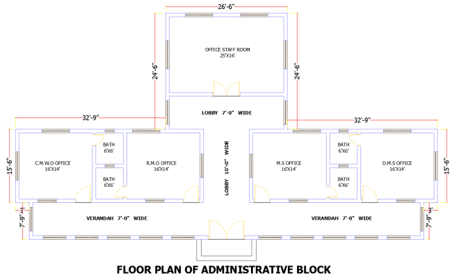 The administrative office block design is shown in CAD File