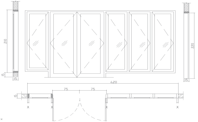 Aluminum Folding Door Layout Design AutoCAD DWG