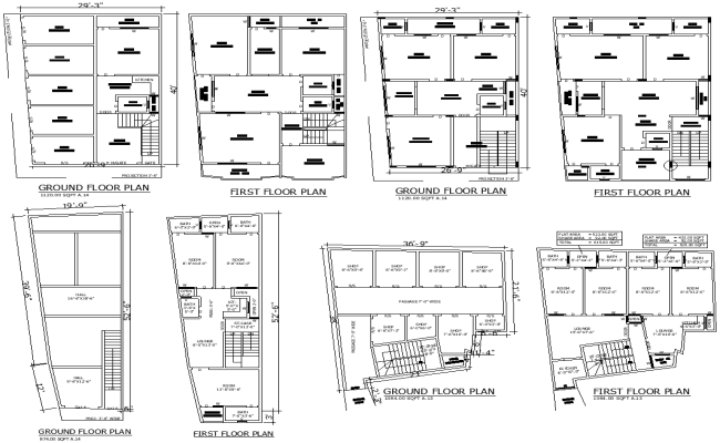 Apartment Floor Plan Designs with Detailed Layouts AutoCAD DWG