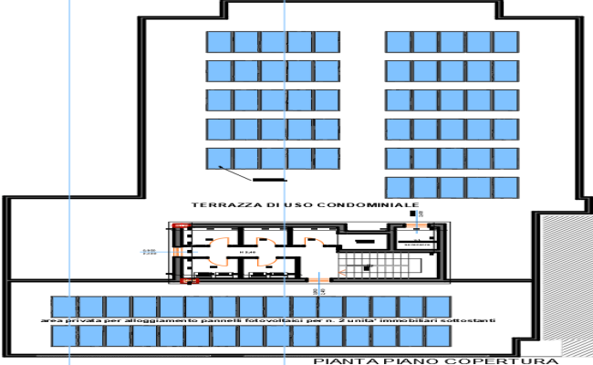 Apartment Roof Plan DWG with Solar Panel Layout Details