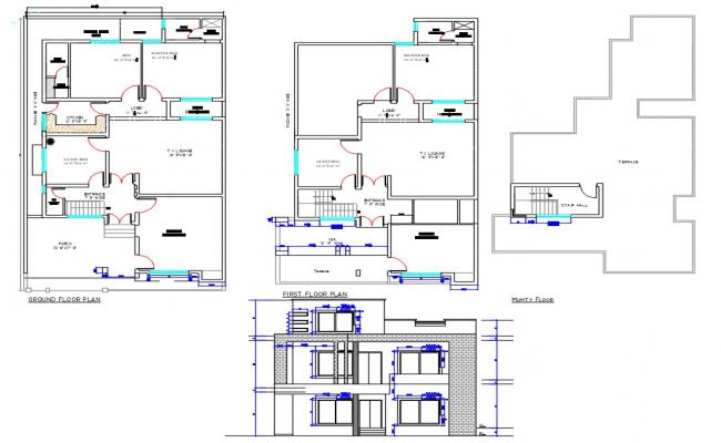 Architectural Drawing House Plan And Elevation