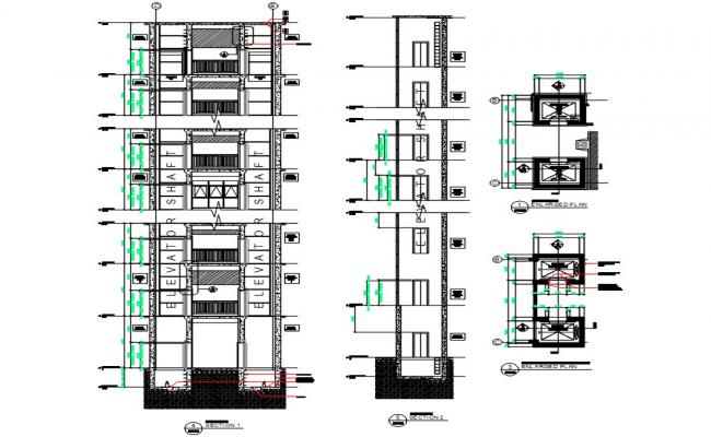 Architectural Scenic Elevator plans and section