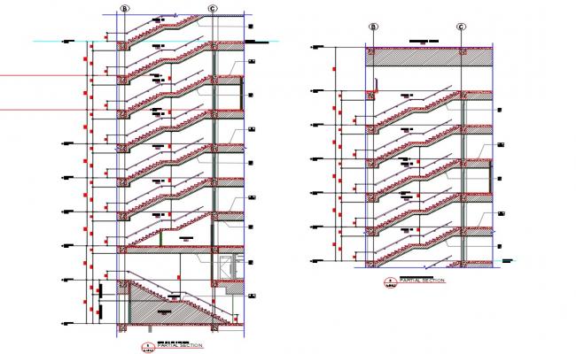 Architectural Staircase Section Drawing