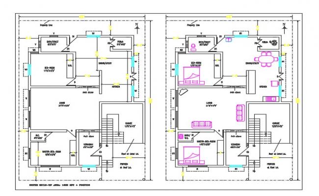 Architectural floor plans for G+1 storey 