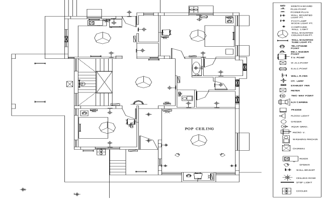 Architectural House Plan with Electrical Layout in AutoCAD DWG File