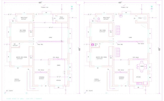 Architectural house floor plans for G+1 Building