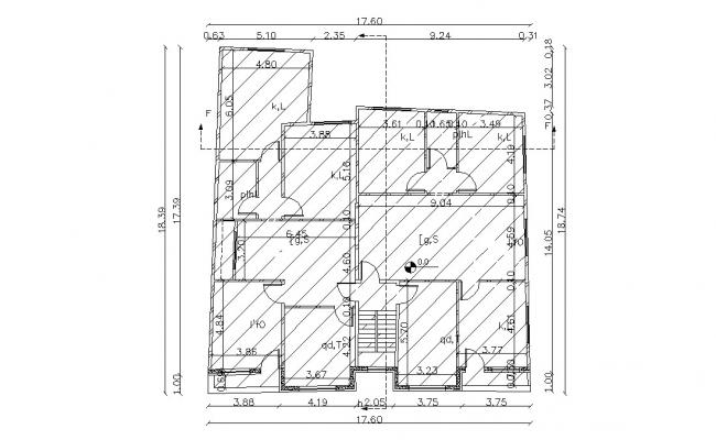 Architecture Bungalow Floor Plan Working Drawing CAD File