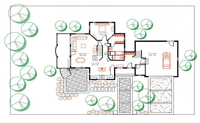 Architecture House Master Plan with Landscaping Design