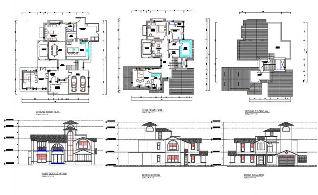 Architecture Villa Plan Design DWG File