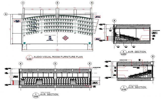 Audio Visual Room Layout 2D Plan CAD Drawing for Furniture Design