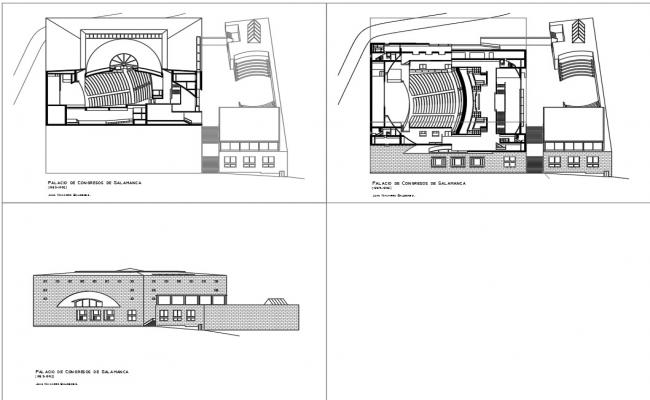 Auditorium Architecture detail layout in autocad dwg files