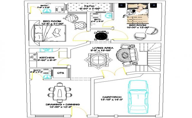 AutoCAD House Ground Floor Plan DWG file