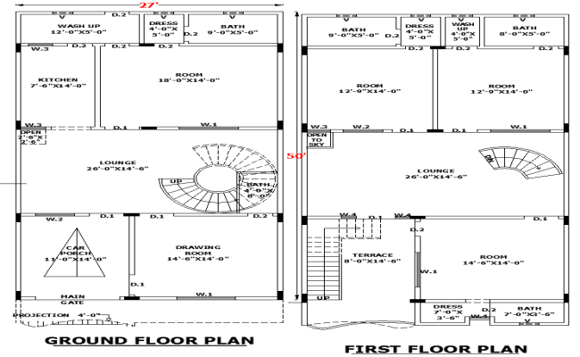 27x50 Home Residential Layout Plan in AutoCAD DWG Single Floor Design
