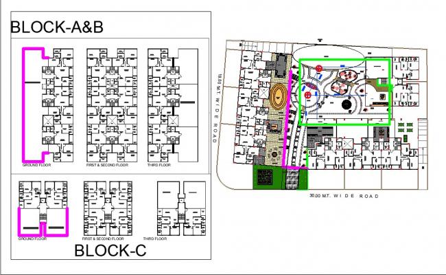 G plus 3 Apartment House Plan Layout File in CAD Drawing File