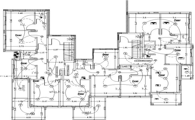 Ground floor plan of a bungalow in AutoCAD, dwg file.