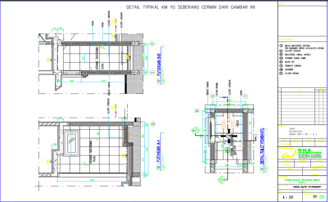 Bathroom Detailed Sectional Drawings in AutoCAD DWG Files