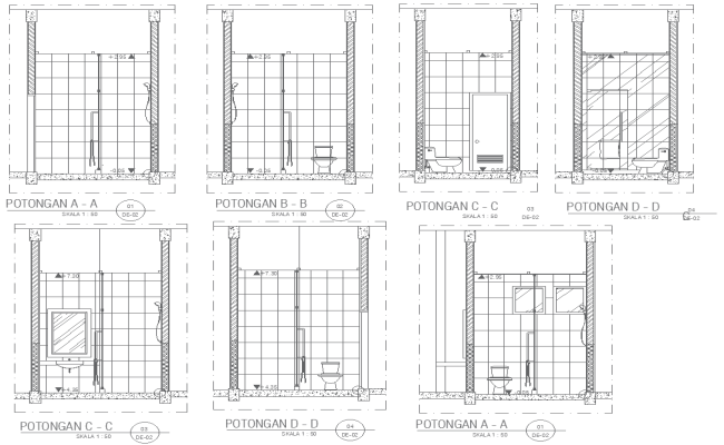 Bathroom Section Layout Design AutoCAD DWG File