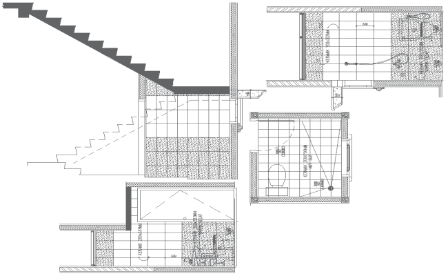 Bathroom and Stair Layout Design AutoCAD DWG