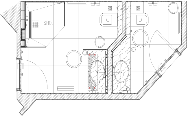 Bathroom detailed top view plan cad block DWG AutoCAD drawing