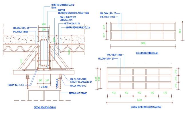 Beam Formwork DWG File for Scaffolding and Reinforcement