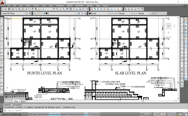 House Beam Plan Drawing dwg file