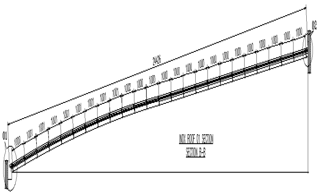 Beam reinforcement detail in scale DWG AutoCAD drawing