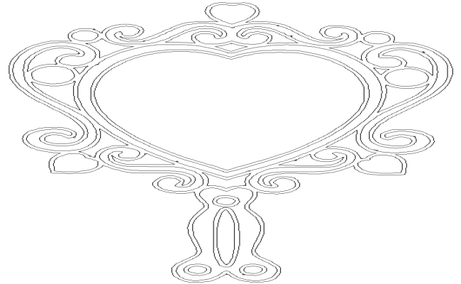 Beau Pretty Retro Heart Shape Two Sided hand mirror DWG AutoCAD file