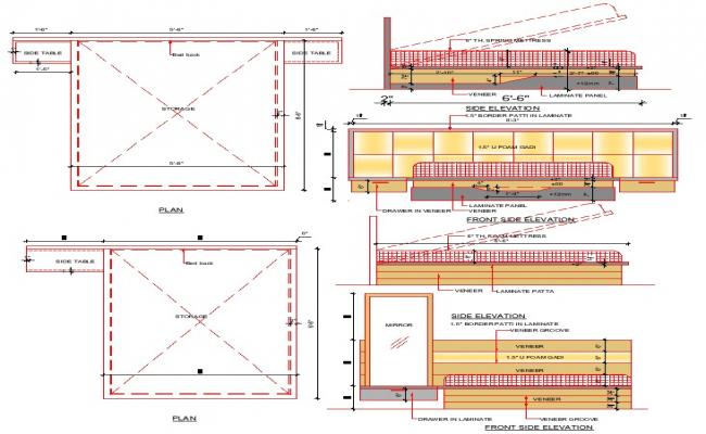 Bed Layout AutoCAD File with 2D Furniture Plan and Bedroom Drawing