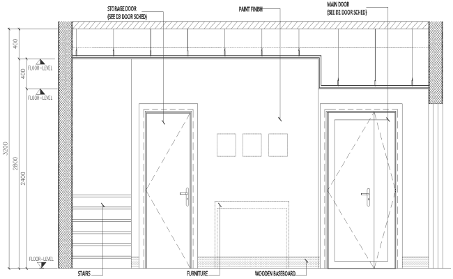 Bedroom Main Door and Storage Door Detail DWG AutoCAD file