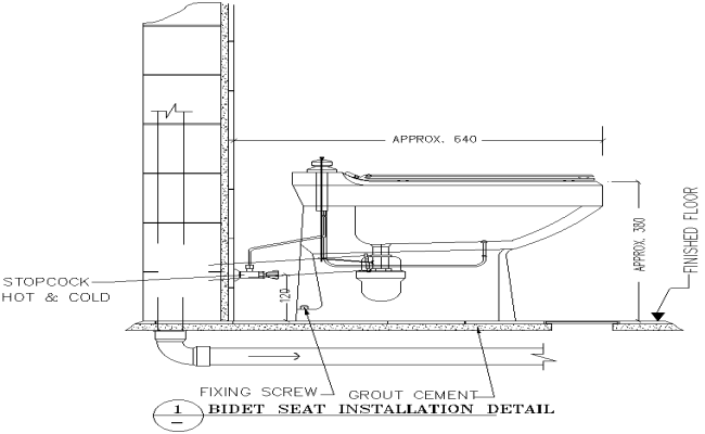 Bidet Seat Installation Detail Section DWG AutoCAD file