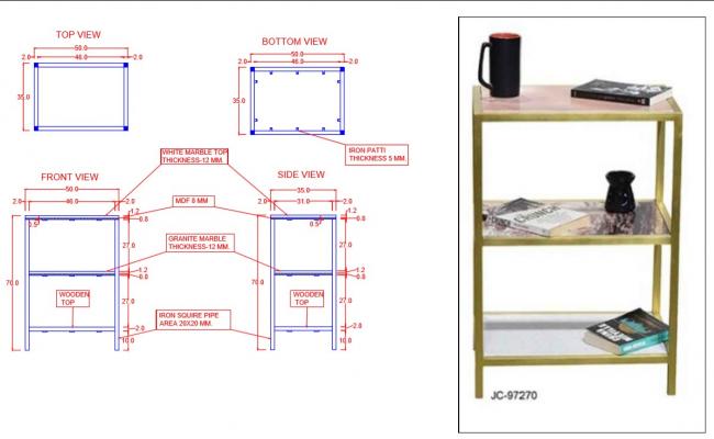Book Stand Drawing size 160x20x12 CM For PDF File