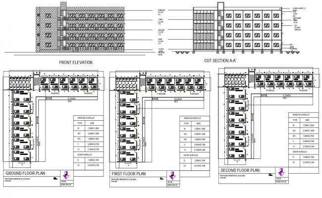 Boys Hostel Project CAD Design Layout plan in AutoCAD DWG File
