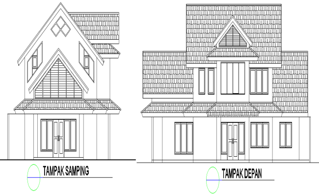 Bungalow Elevation Layout Design AutoCAD DWG File 