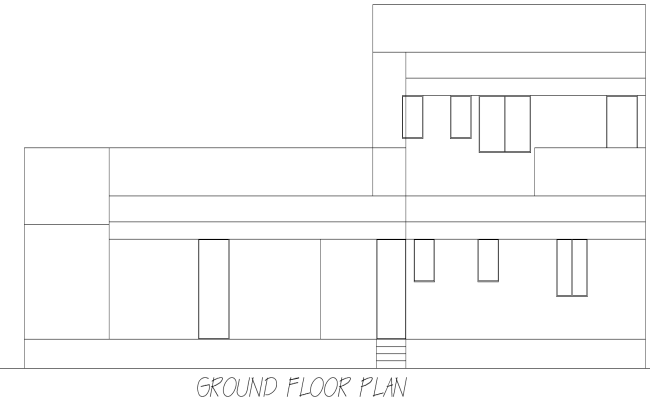 Bungalow Ground Floor Elevation Layout Design – AutoCAD DWG Download