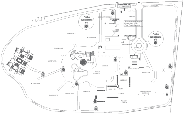 Bungalow Layout Plan with Fitness Area and Swimming Pool Details AutoCAD DWG