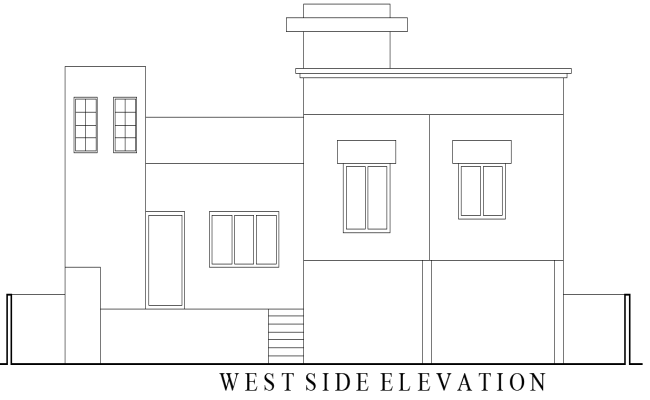 Bungalow West Side Elevation Layout Design AutoCAD DWG File