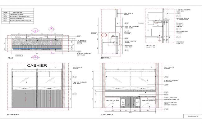 Cashier Counter DWG Layout for Retail and Commercial Interior Design