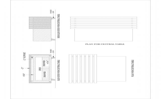 Coffee Table 2D CAD Block Design in DWG File Format