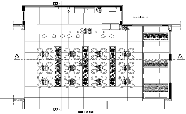 Cafe Layout Plan Design AutoCAD DWG Download