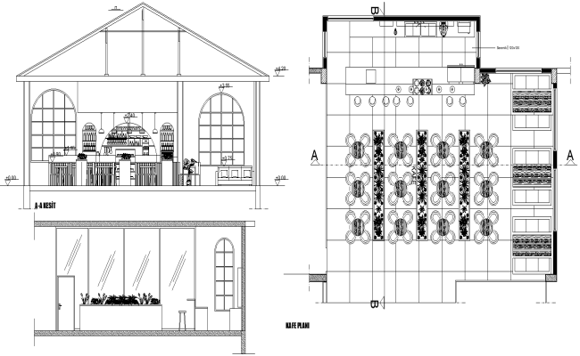 Cafe Plan And Elevation  DWG AutoCAD File