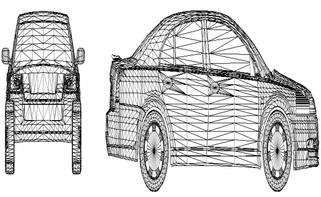Car wireframe elevation design DWG AutoCAD drawing