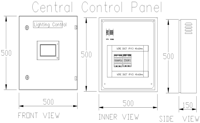 Central Control Panel Front view and Inner View Detail DWG AutoCAD file
