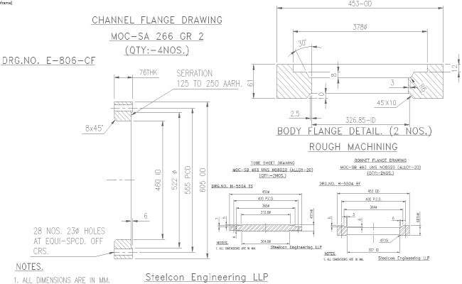 Channel Flange and Body Flange Plan Details AutoCAD DWG