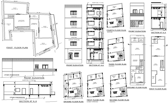 AutoCAD DWG house plan of 3BHK with open floor style