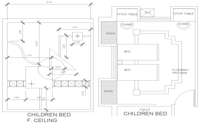 Children Bedroom & Ceiling Layout DWG File | Cadbull