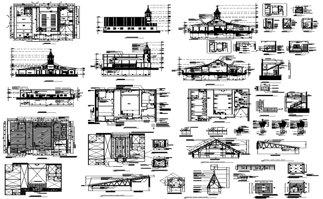 Church Plan Elevation And Section Detail DWG AutoCAD file