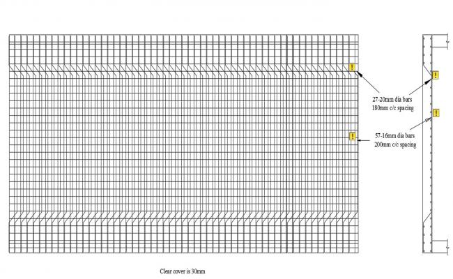 Clear cover is 30 mm slab cad for DWG file 