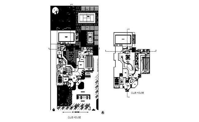Club house distribution plan and floor plan cad drawing details dwg file