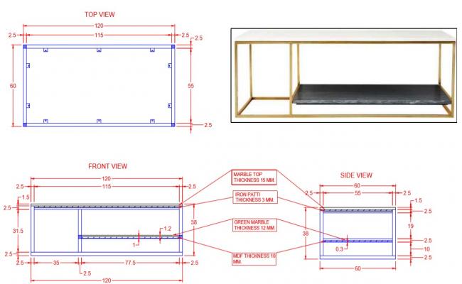 Coffee Open Table For Design size 120x60x380CM PDF File 