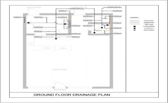 Restaurant Drain Plan CAD Drawing
